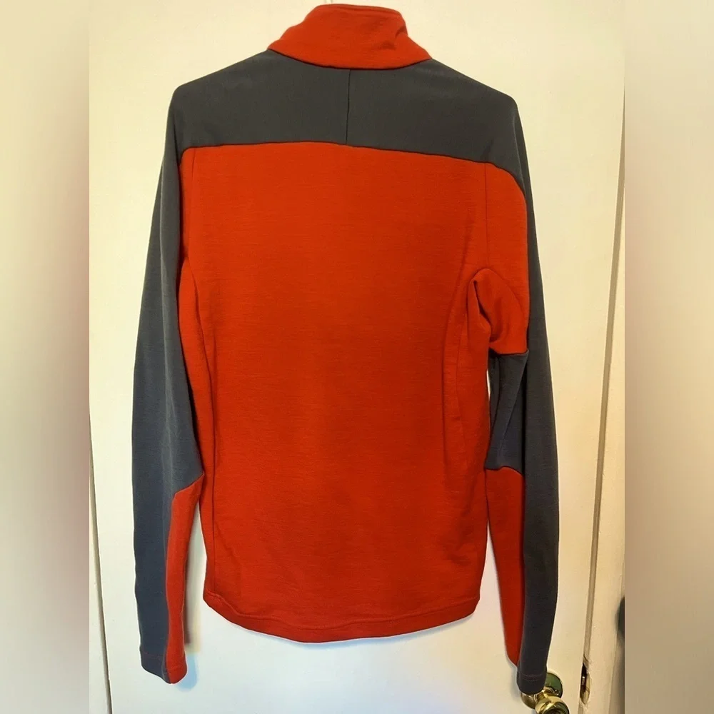 REI Co-op Merino Wool Mens 1/2 Zip Orange and Grey Sweater Size M Gorpcore - Picture 2 of 6